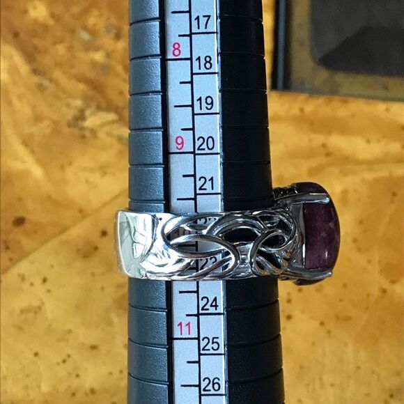 Norwegian Thulite Sterling Silver Ring Size 10 - Picture 3 of 9